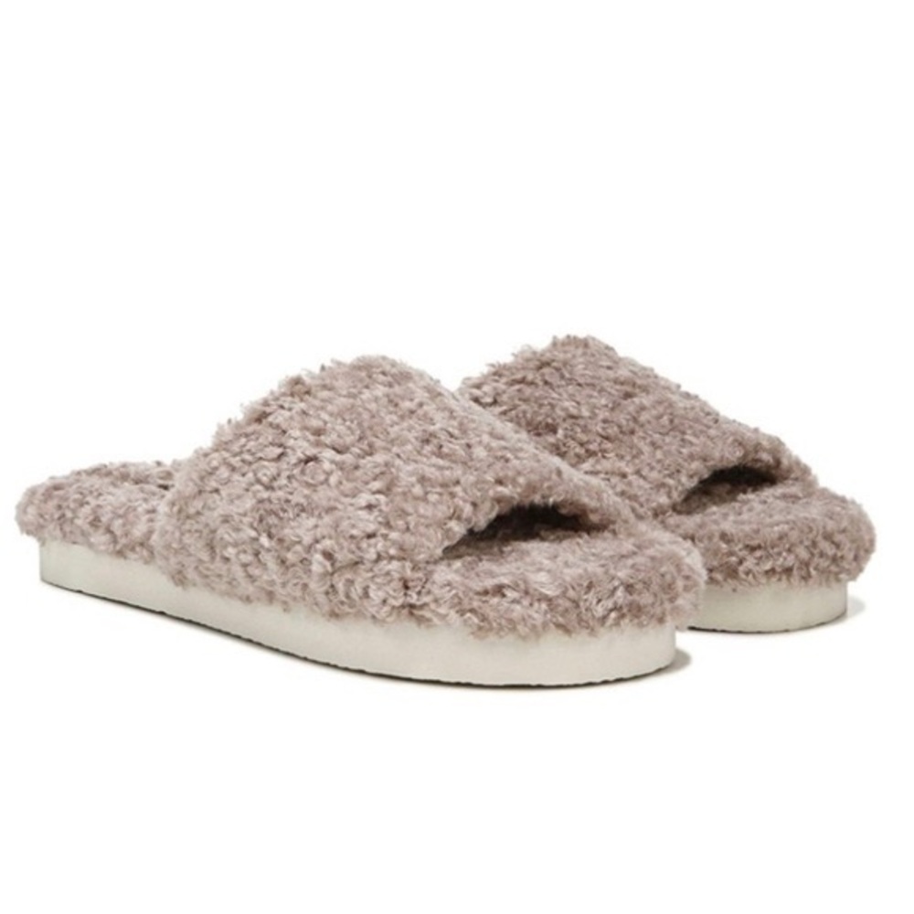 Vince Kit Faux Shearling Purple Slide Sandals
